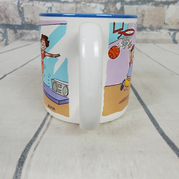 Vintage  90s Coffee Mug Aerobics Basketball Comedy Ceramic White - Picture 7 of 10